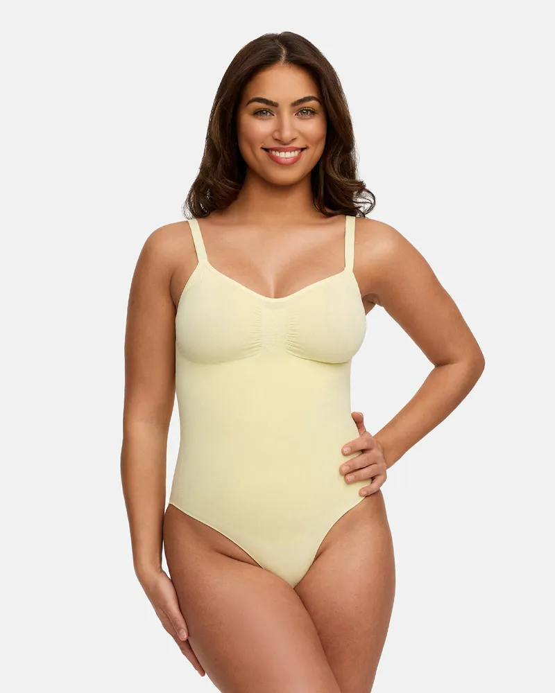 creamy fabrics Bodysuit Sculpting Shapewear mit String (#2) - Baby Yellow / L 