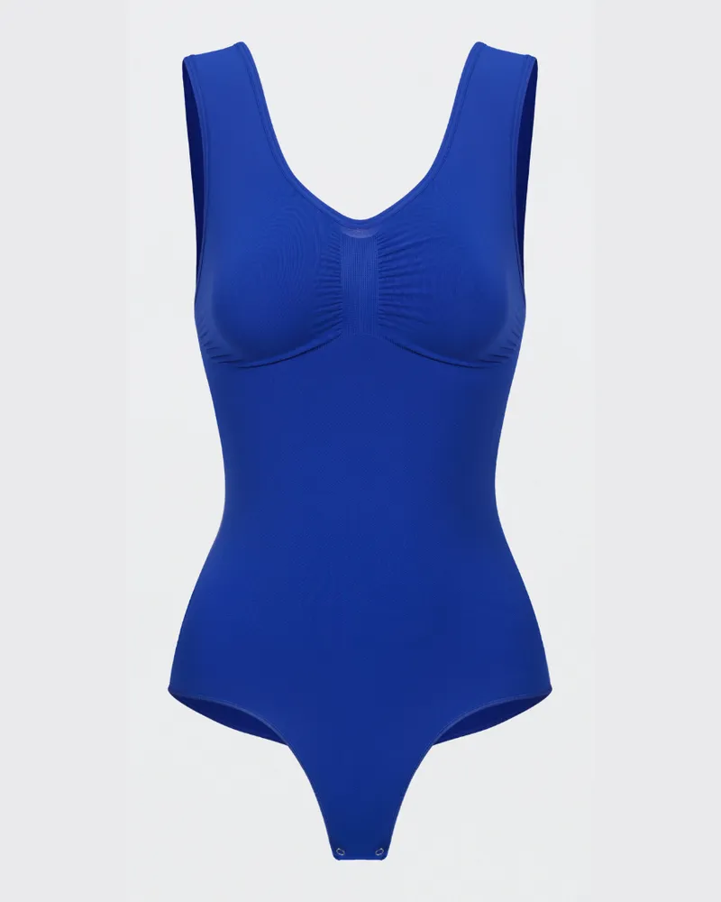 creamy fabrics Tank Bodysuit Sculpting Shapewear mit String (#2) - Web Surf Blue / 5XL 