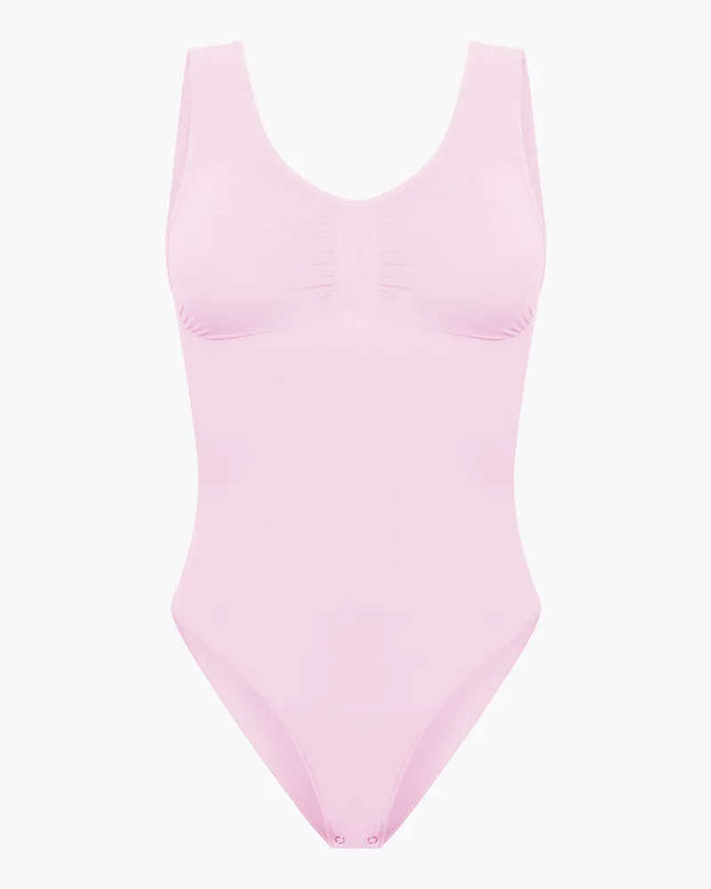creamy fabrics Tank Bodysuit Sculpting Shapewear mit Slip - Baby Pink / 5XL 