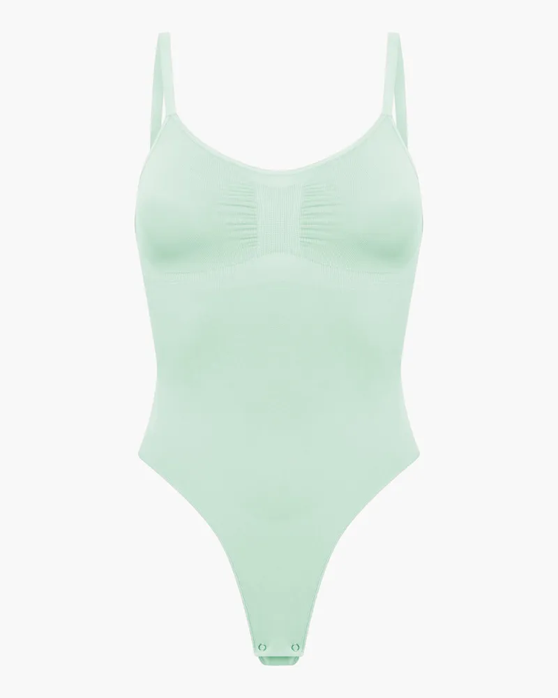 creamy fabrics Bodysuit Sculpting Shapewear mit String (#2) - Sage Green / 5XL 