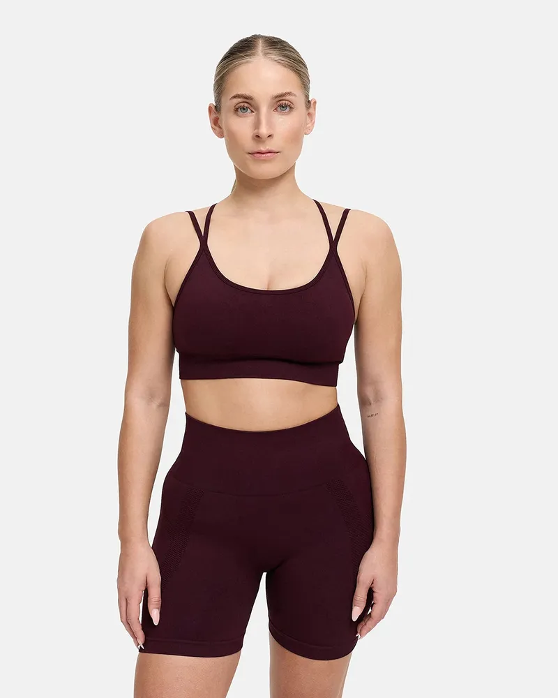 creamy fabrics Seamless Cross over Sport Bra - Burgundy Dark / 2XL 