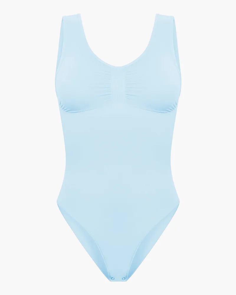 creamy fabrics Tank Bodysuit Sculpting Shapewear mit Slip - Baby Blue / 2XL 