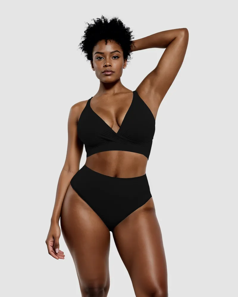 creamy fabrics Twist Bikini mit Shaping Bikinihose - Schwarz / XL 
