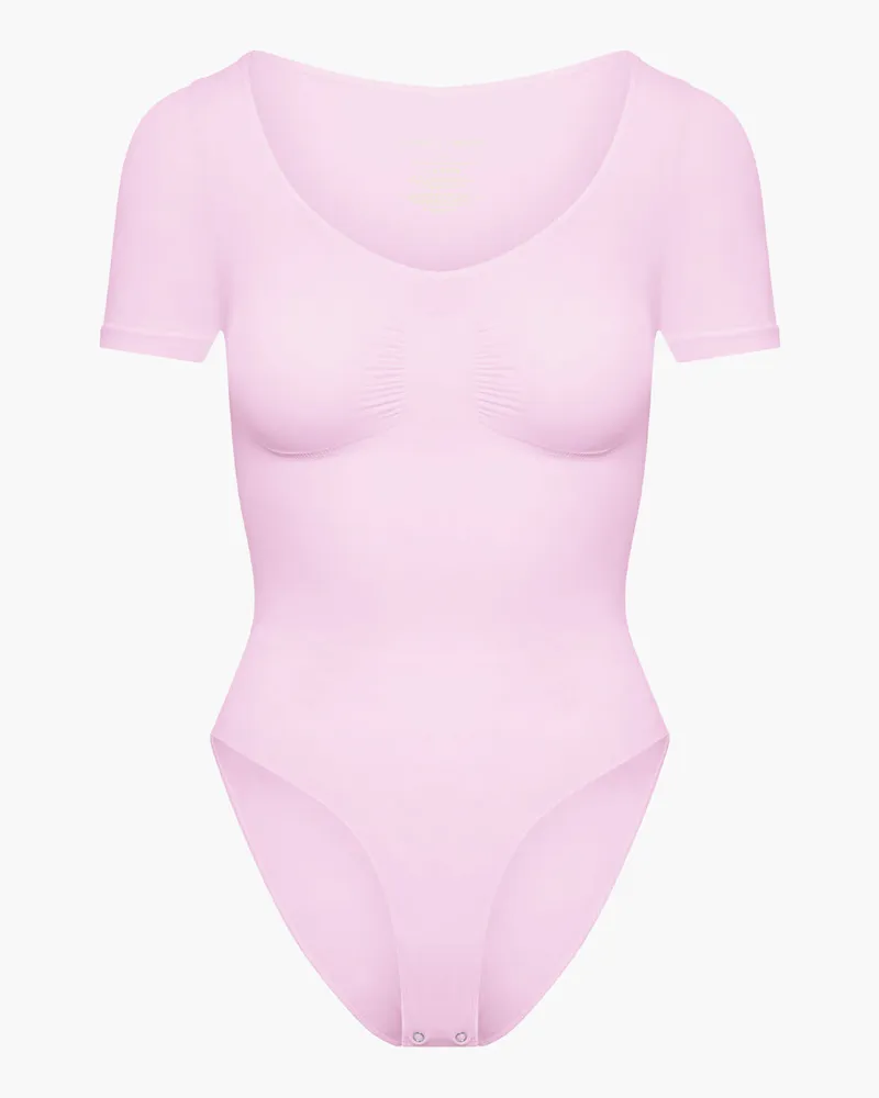 creamy fabrics T-Shirt Bodysuit Sculpting Shapewear mit Slip - Baby Pink / 3XL 
