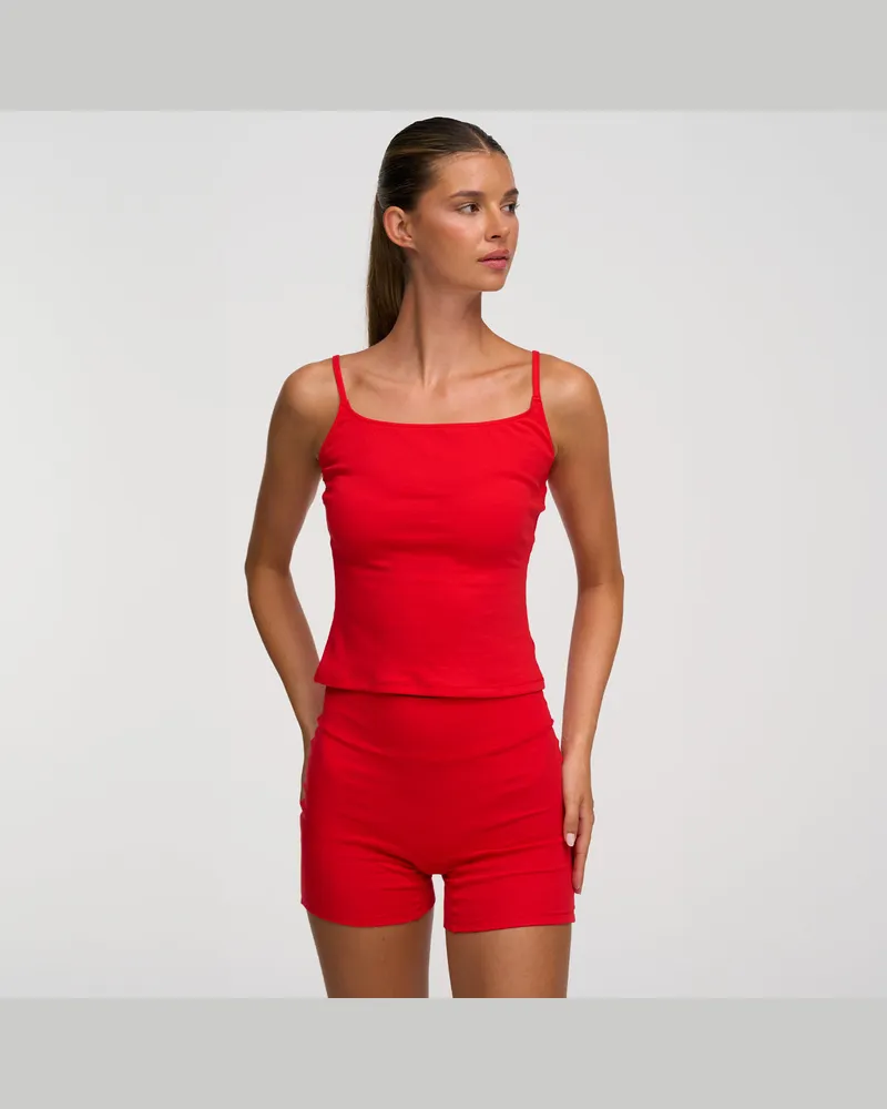 creamy fabrics Cotton High-Waist Shorts - Fire Red / 2XL 