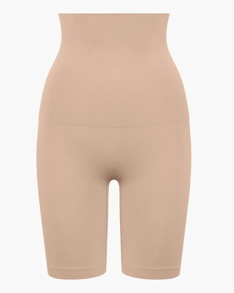 creamy fabrics High Waisted Shaping Shorts - Beige / 2XL 
