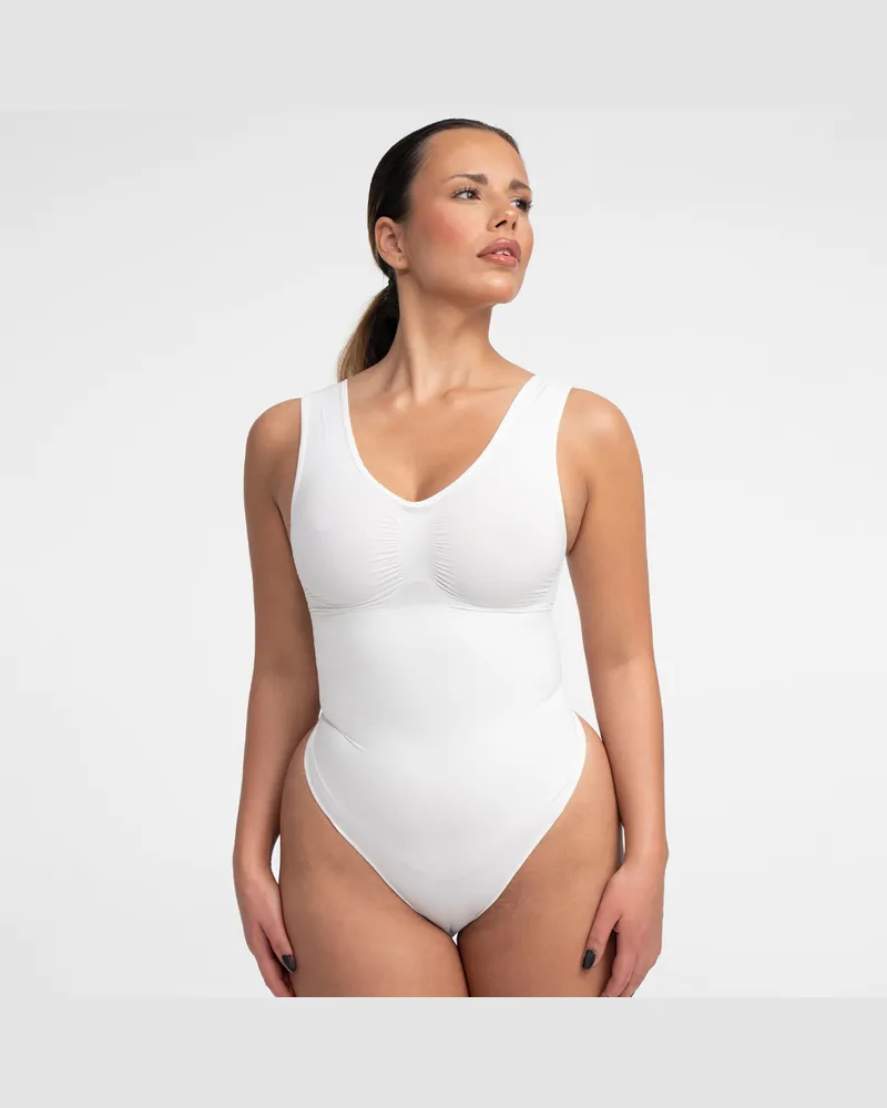 creamy fabrics Tank Bodysuit Sculpting Shapewear mit Slip - Weiß / L 