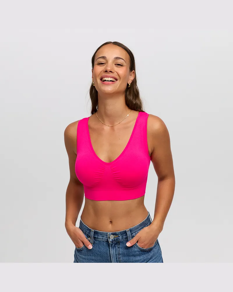 creamy fabrics Comfy Bra - Neon Pink / 3XL 