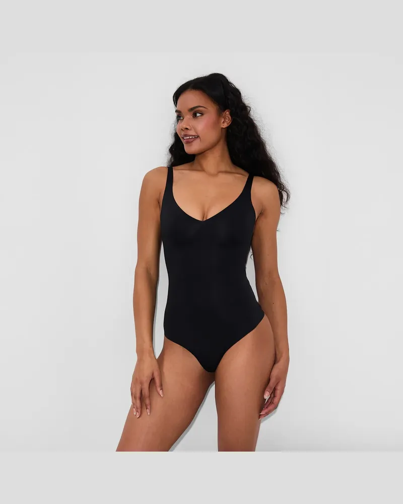 creamy fabrics Shiny Sculpting String-Body - Schwarz / XS 