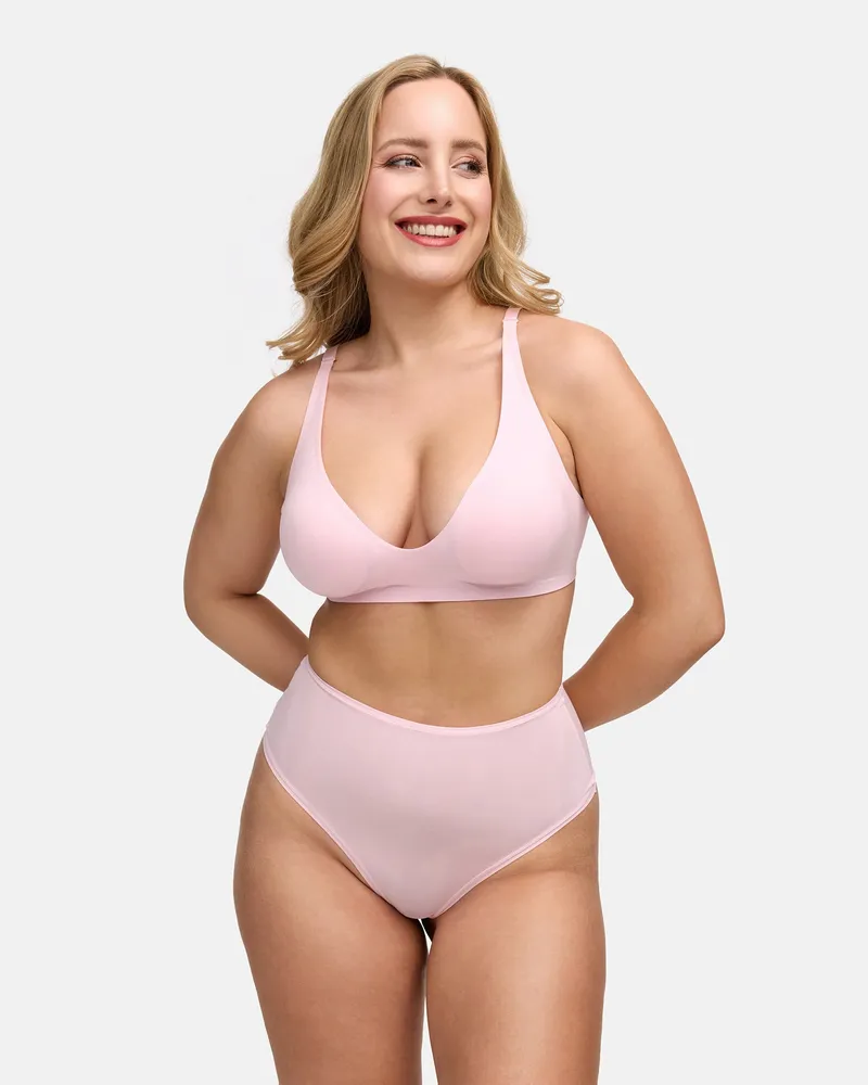 creamy fabrics High-Waist Tanga | 3er Pack - Baby Pink / L 