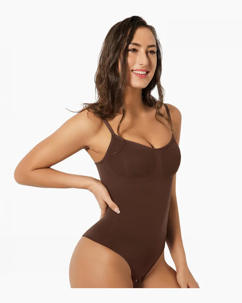 creamy fabrics Bodysuit Sculpting Shapewear - Light Shape - Braun / L 