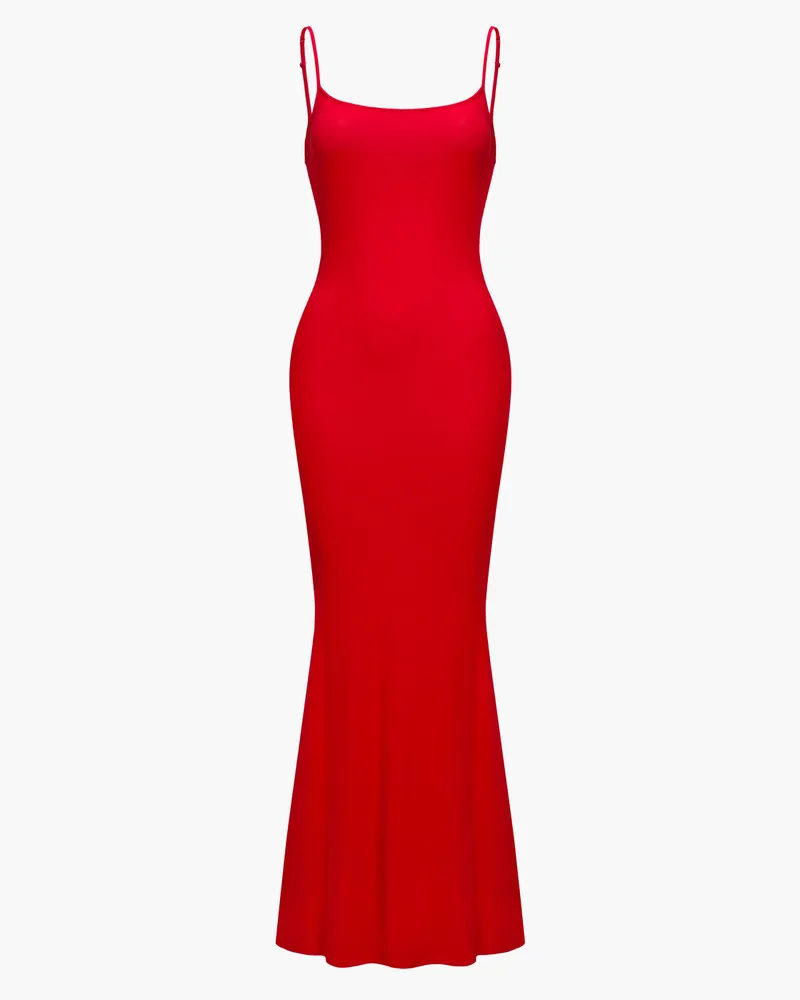 creamy fabrics Ribbed Cami Maxikleid - Fire Red / L 