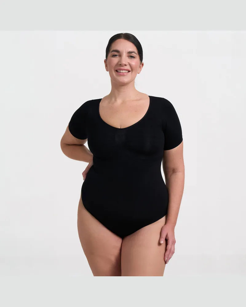 creamy fabrics T-Shirt Bodysuit Sculpting Shapewear mit Slip - Schwarz / 3XL 