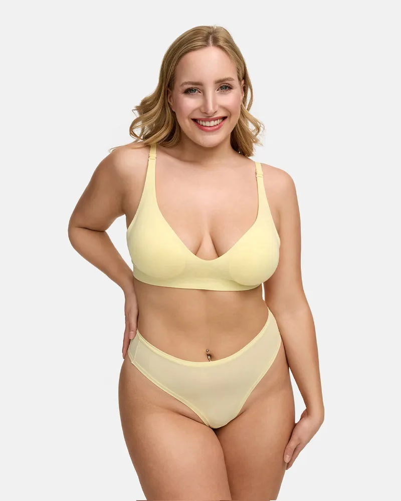 creamy fabrics Tanga | 3er Pack - Baby Yellow / 2XL 
