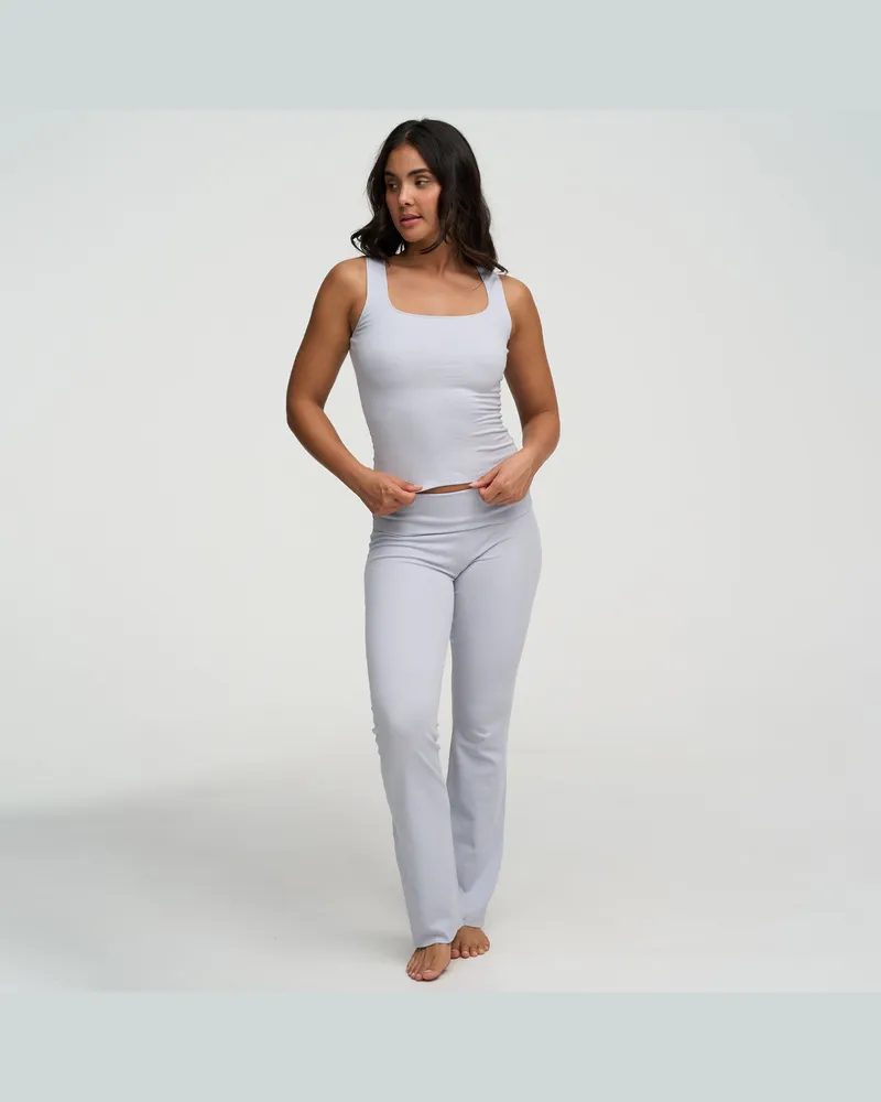 creamy fabrics Cotton Tanktop mit eckigem Ausschnitt - Artic Ice / L 