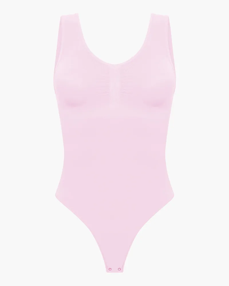 creamy fabrics Tank Bodysuit Sculpting Shapewear mit String - Baby Pink / XS 