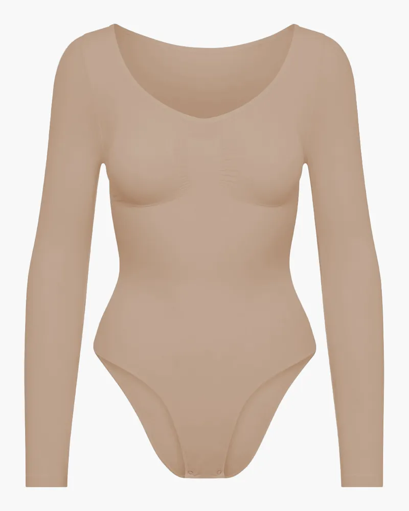 creamy fabrics Bodysuit Sculpting Shapewear Longsleeve mit Slip - Beige / M 