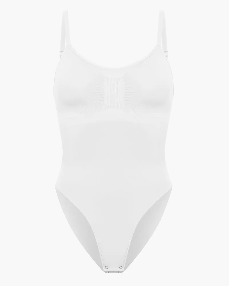 creamy fabrics Bodysuit Sculpting Shapewear mit Slip - Weiß / 5XL 
