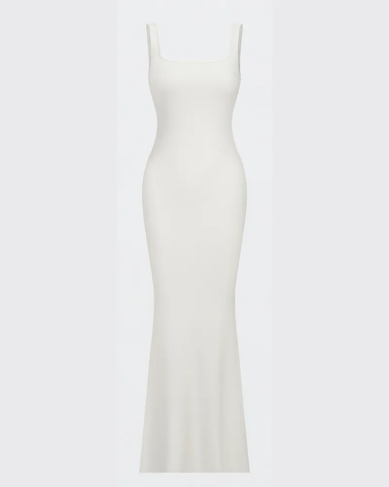 creamy fabrics Ribbed Tank Top Maxikleid - Snow White / S 