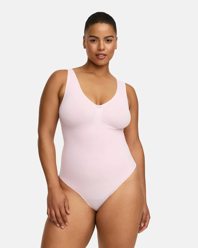 creamy fabrics Tank Bodysuit Sculpting Shapewear mit String - Baby Pink / L 