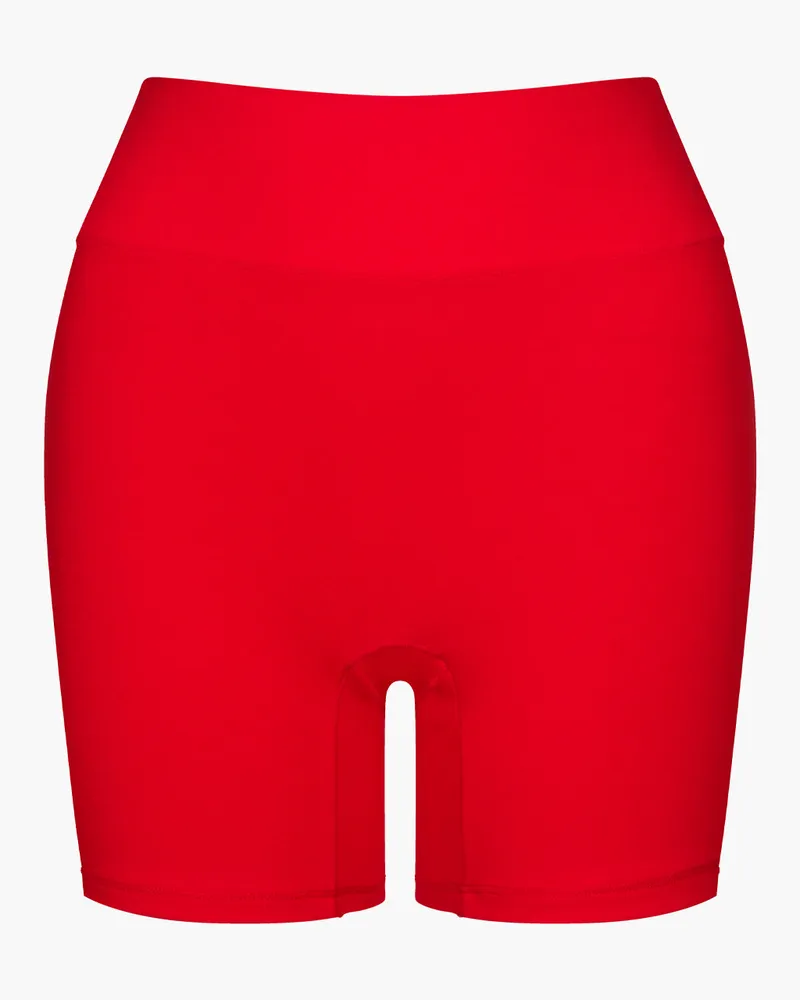 creamy fabrics Cotton High-Waist Shorts - Fire Red / L 