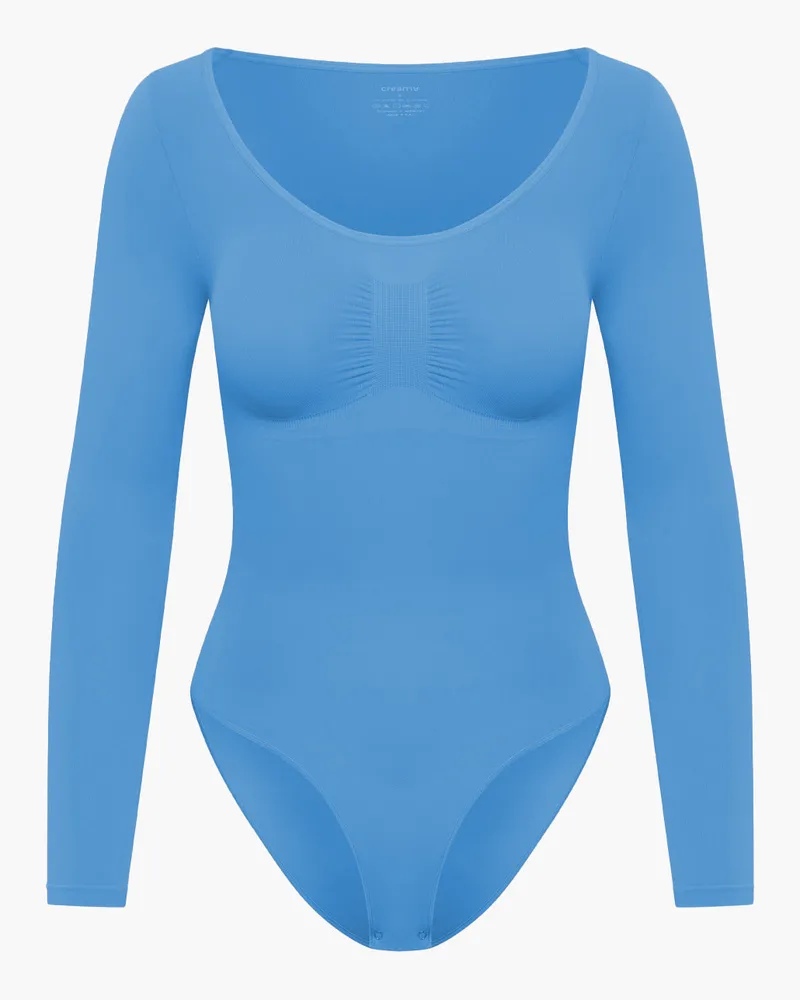 creamy fabrics Bodysuit Sculpting Shapewear Longsleeve mit Slip (#2) - Silver Lake Blue / 4XL 