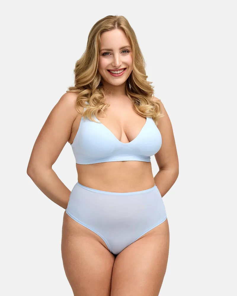 creamy fabrics High-Waist Tanga | 3er Pack - Baby Blue / XS 
