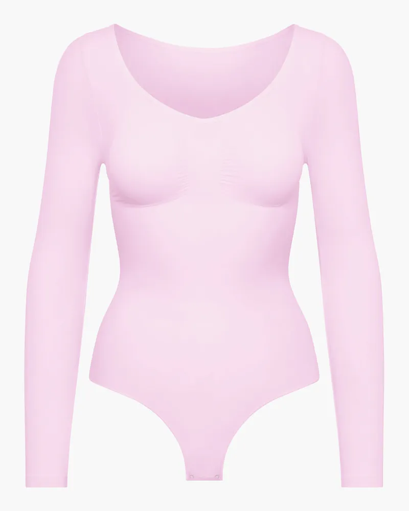 creamy fabrics Bodysuit Sculpting Shapewear Longsleeve mit String - Baby Pink / XL 