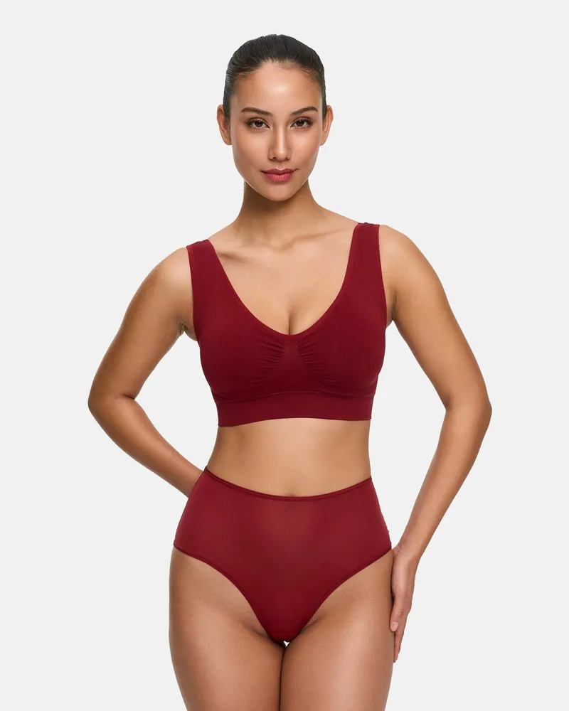 creamy fabrics Comfy Bra - Wine Red / L 