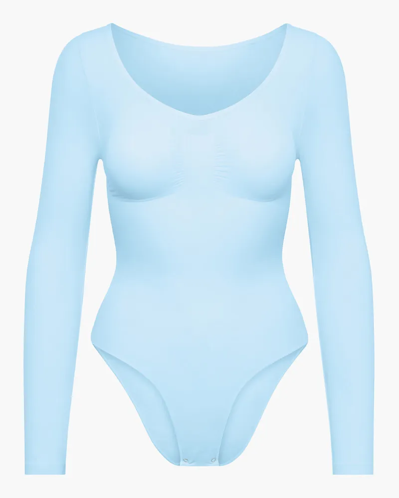 creamy fabrics Bodysuit Sculpting Shapewear Longsleeve mit Slip - Baby Blue / M 