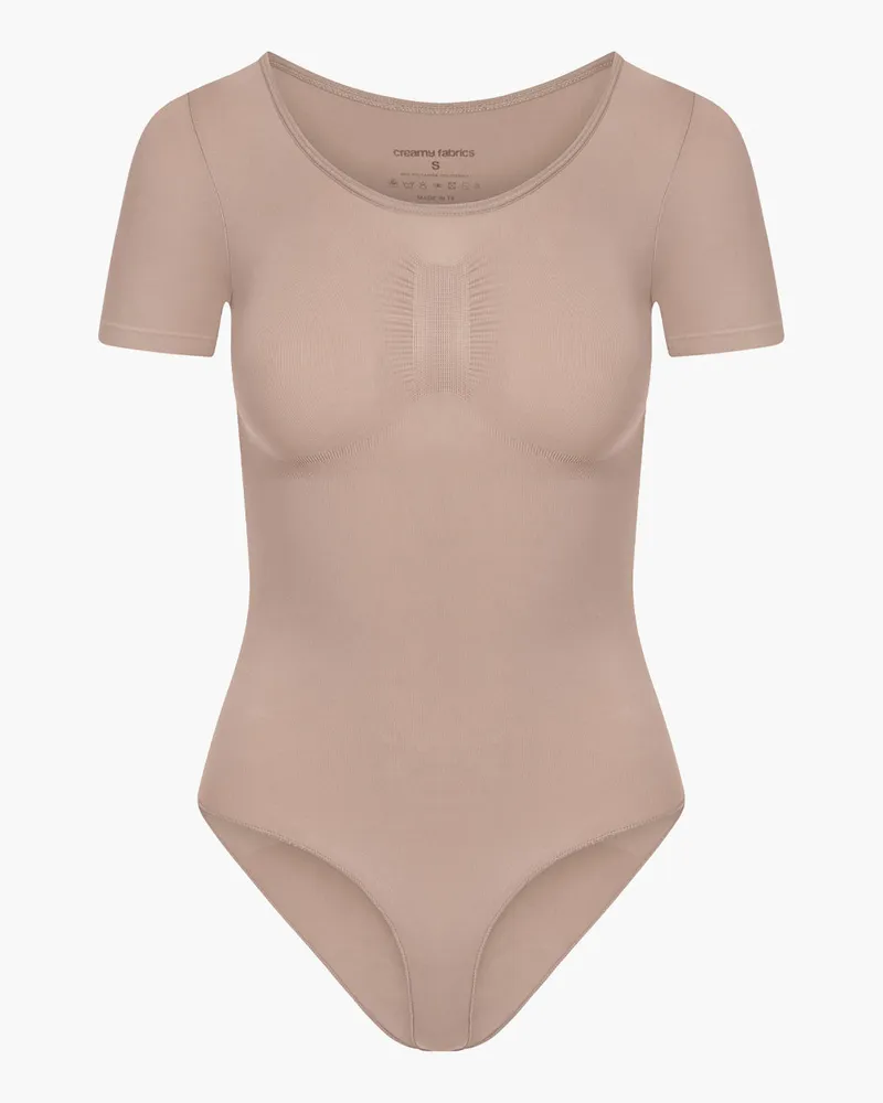 creamy fabrics Bodysuit Sculpting Shapewear T-Shirt mit Slip - Beige / XS 