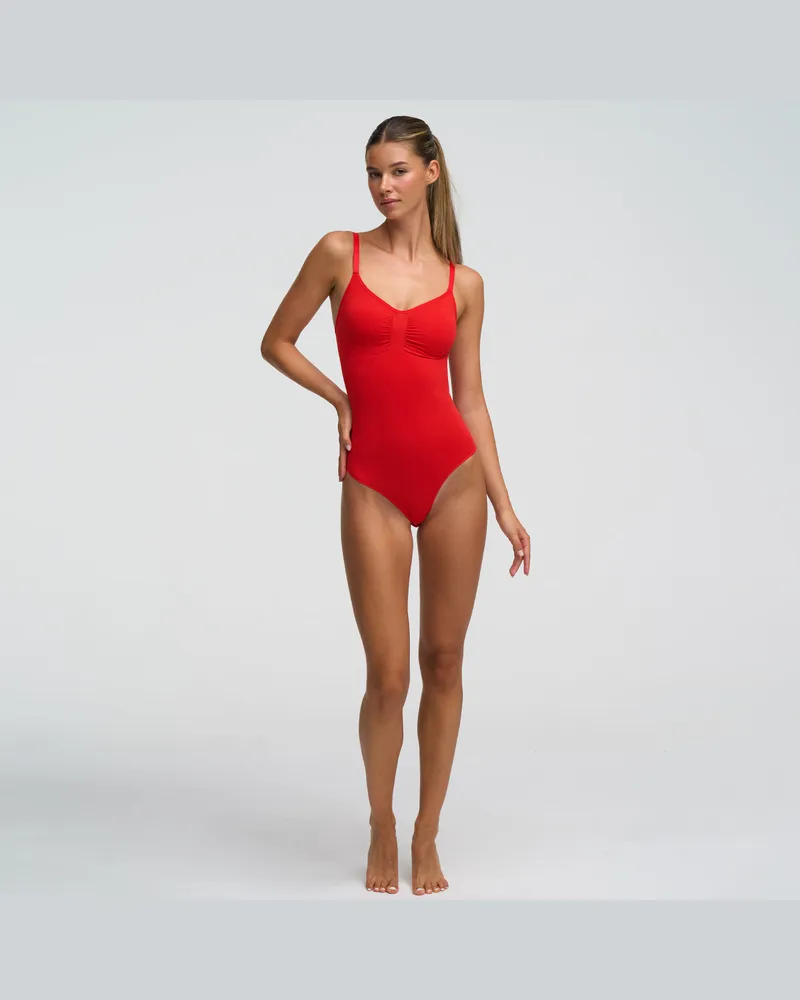 creamy fabrics Bodysuit Sculpting Shapewear mit String - Outlet - Fire Red / 2XL 