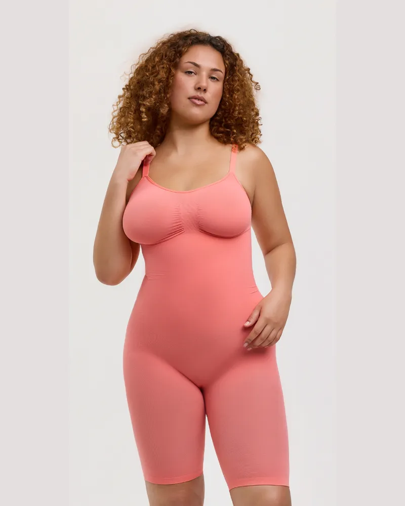 creamy fabrics Bodysuit Sculpting Shapewear mit Shorts (#2) - Coral / XS 