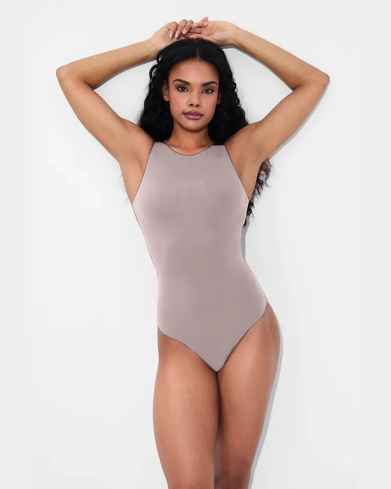 creamy fabrics Crew Neck Bodysuit String - Secret Sale - Rose Wood / XS 