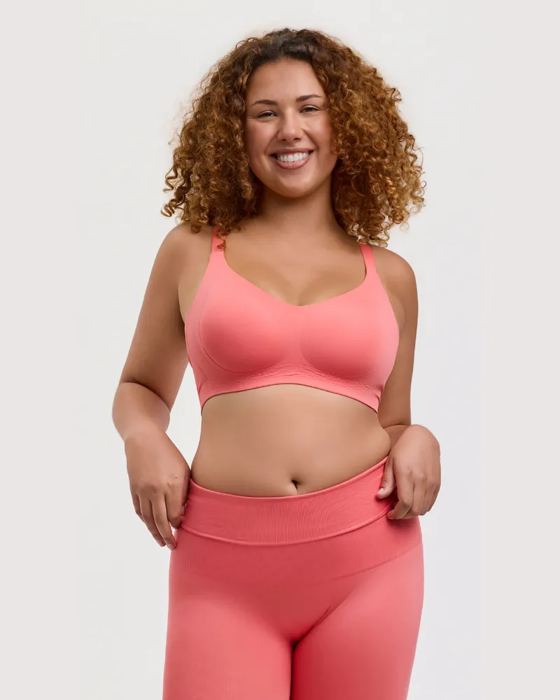 creamy fabrics Seamless Compact Push-Up BH - Coral / XL 
