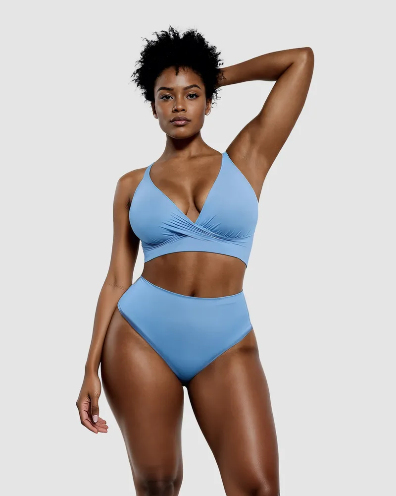 creamy fabrics Twist Bikini mit Shaping Bikinihose - Sky Blue / M 
