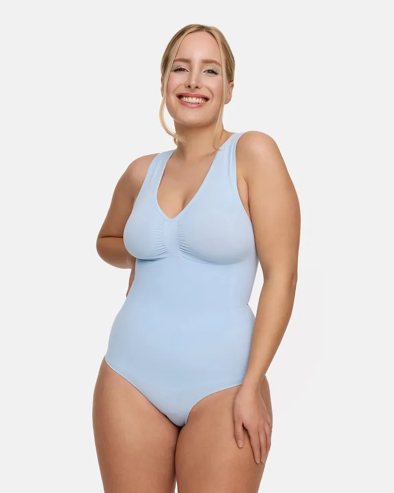 creamy fabrics Tank Bodysuit Sculpting Shapewear mit String - Baby Blue / L 