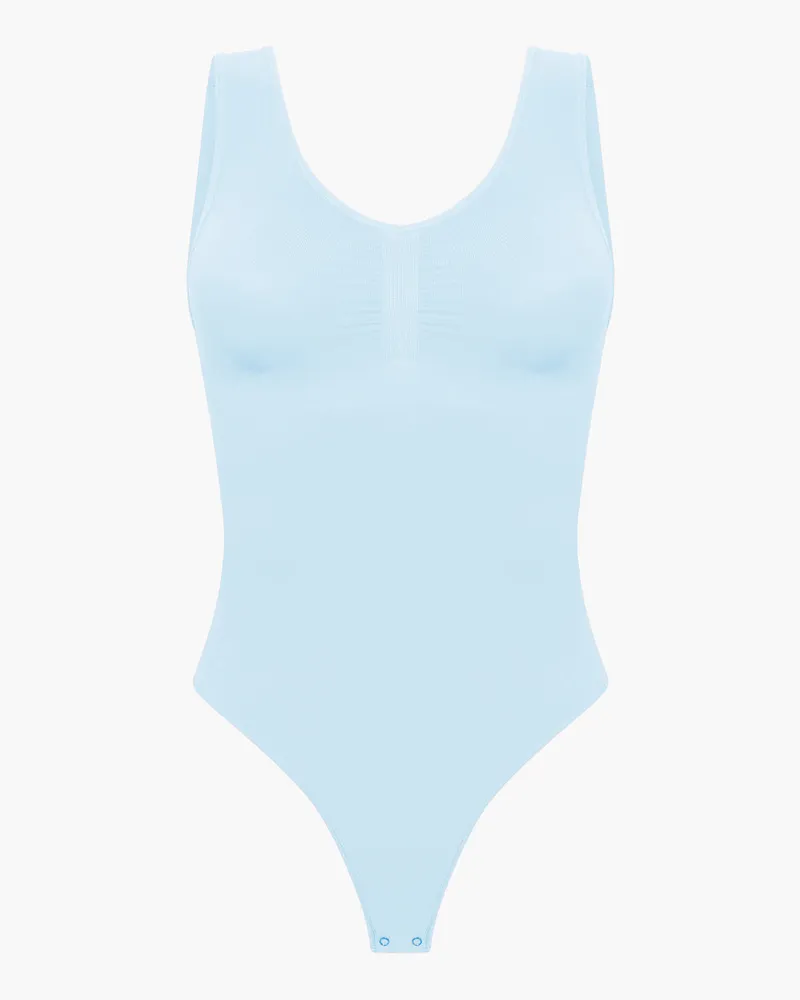 creamy fabrics Tank Bodysuit Sculpting Shapewear mit String - Baby Blue / L 