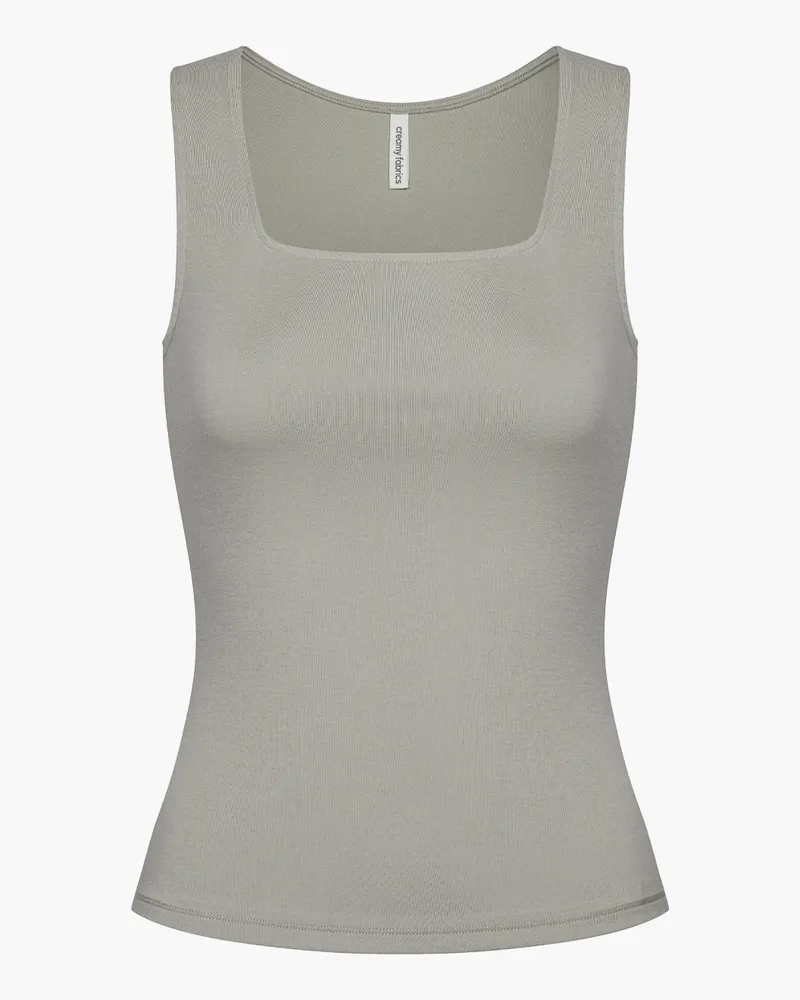 creamy fabrics Cotton Tanktop mit eckigem Ausschnitt - Ash Grey / M 