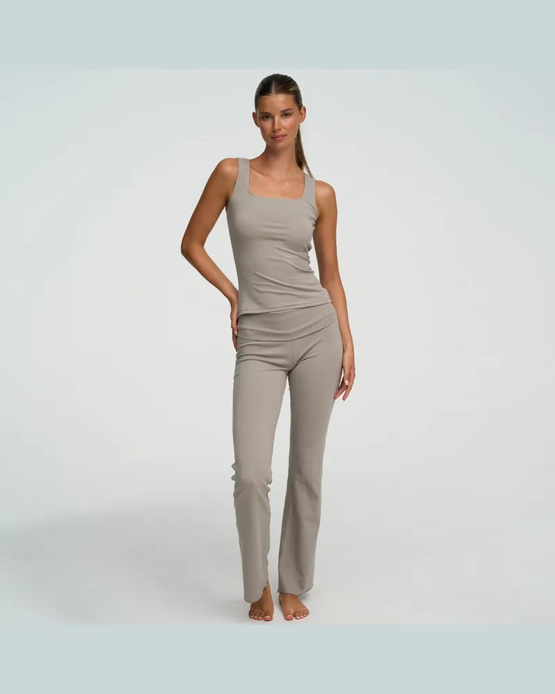 creamy fabrics Cotton Tanktop mit eckigem Ausschnitt - Ash Grey / M 