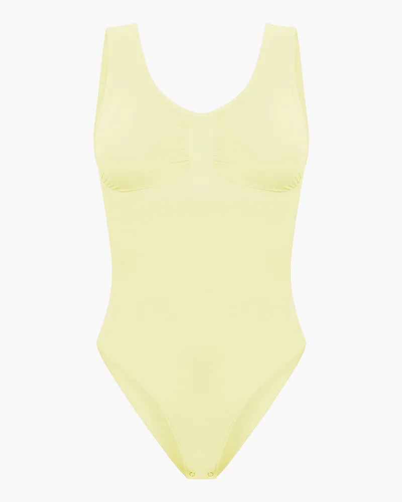 creamy fabrics Tank Bodysuit Sculpting Shapewear mit Slip - Baby Yellow / S 