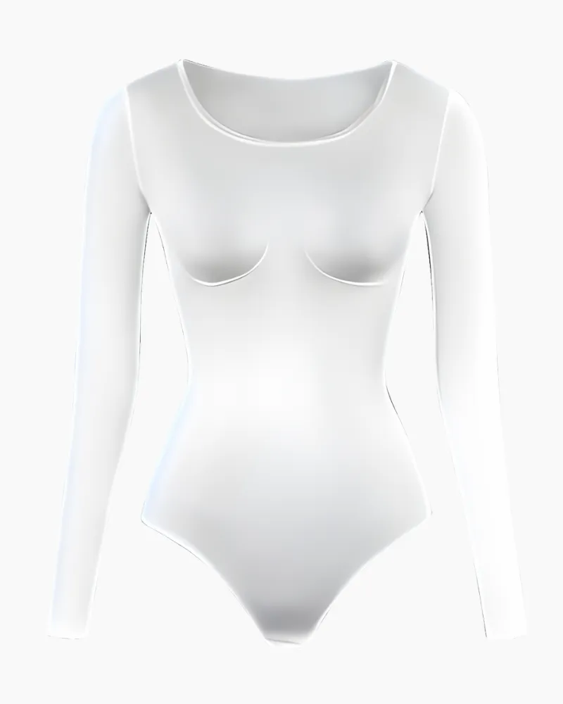 creamy fabrics Longsleeve Bodysuit Sculpting Shapewear - Weiß / S 