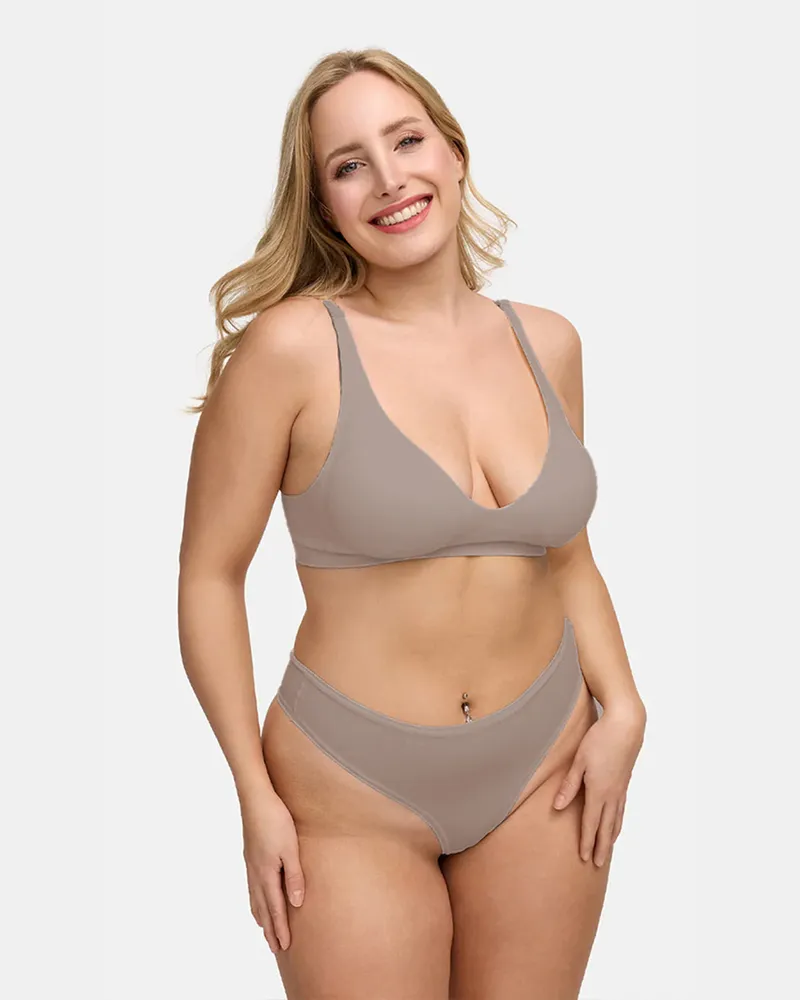 creamy fabrics Tanga | 3er Pack - Dark Taupe / M 