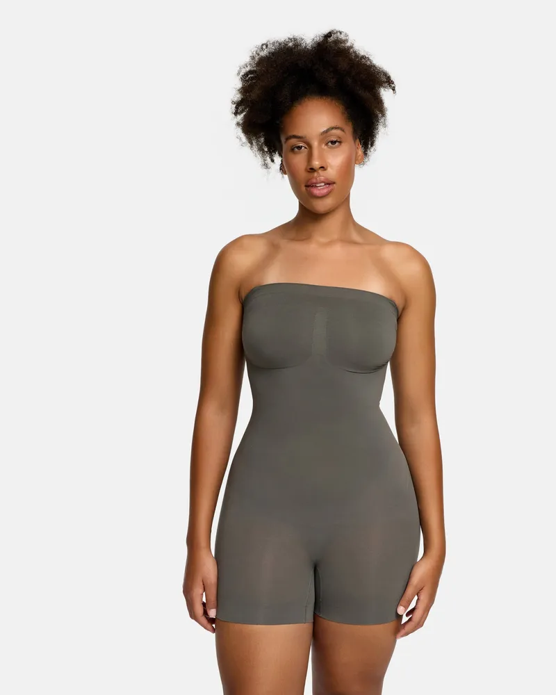 creamy fabrics Trägerloser Bodysuit Sculpting Shapewear mit Shorts - Graphit / 2XL 