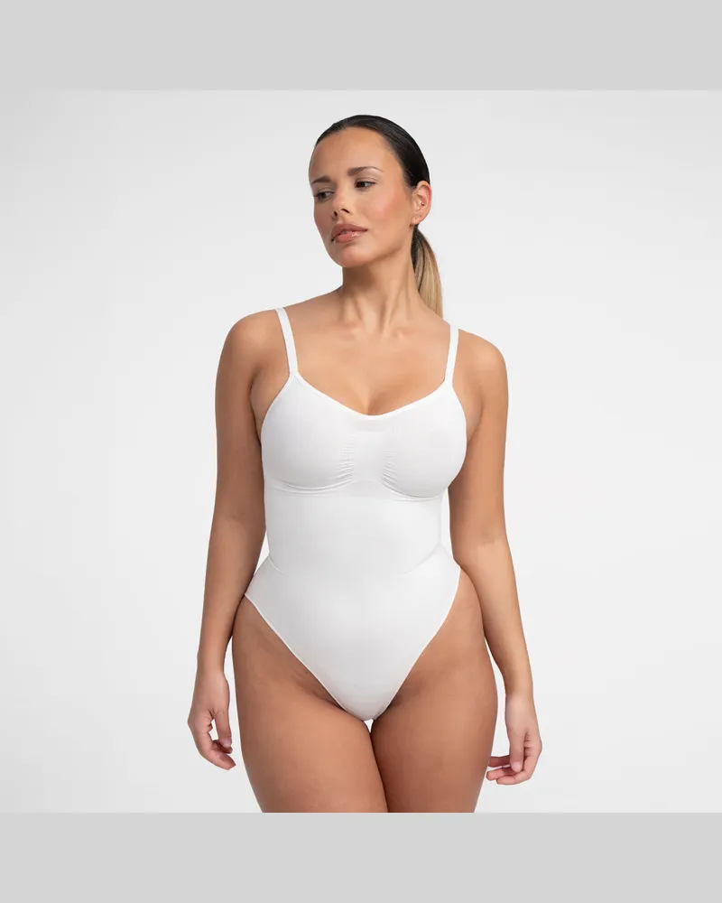 creamy fabrics Bodysuit Sculpting Shapewear mit Slip - Weiß / 4XL 