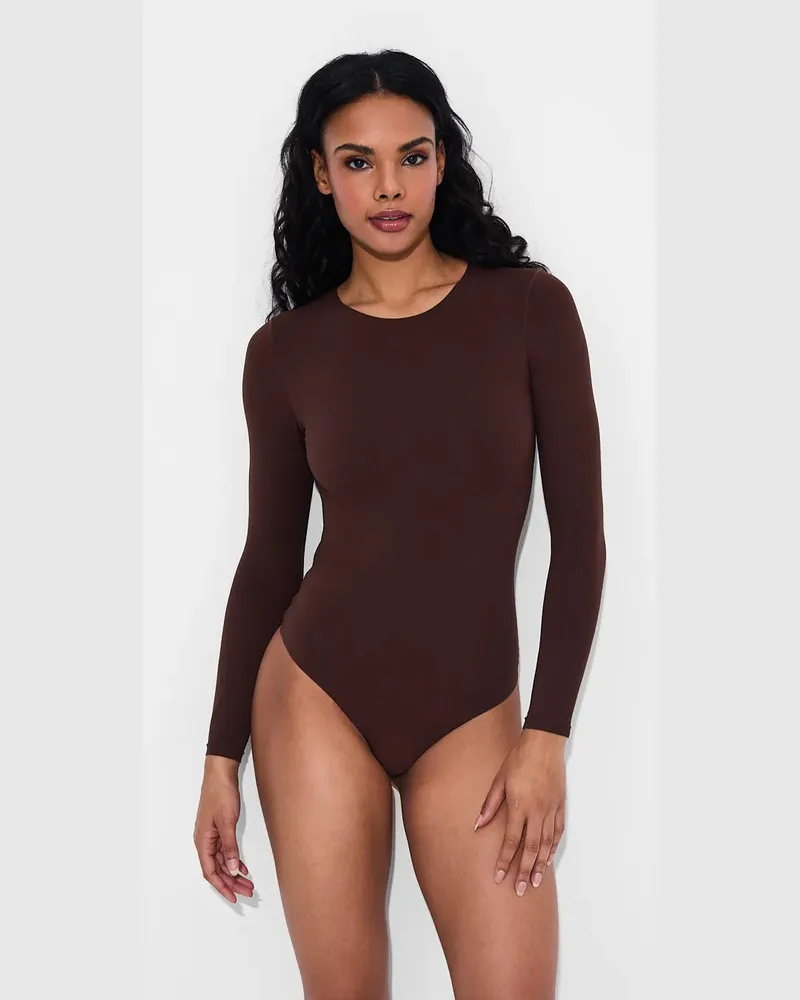 creamy fabrics Crew Neck Longsleeve Bodysuit - Secret Sale - Braun / XS 