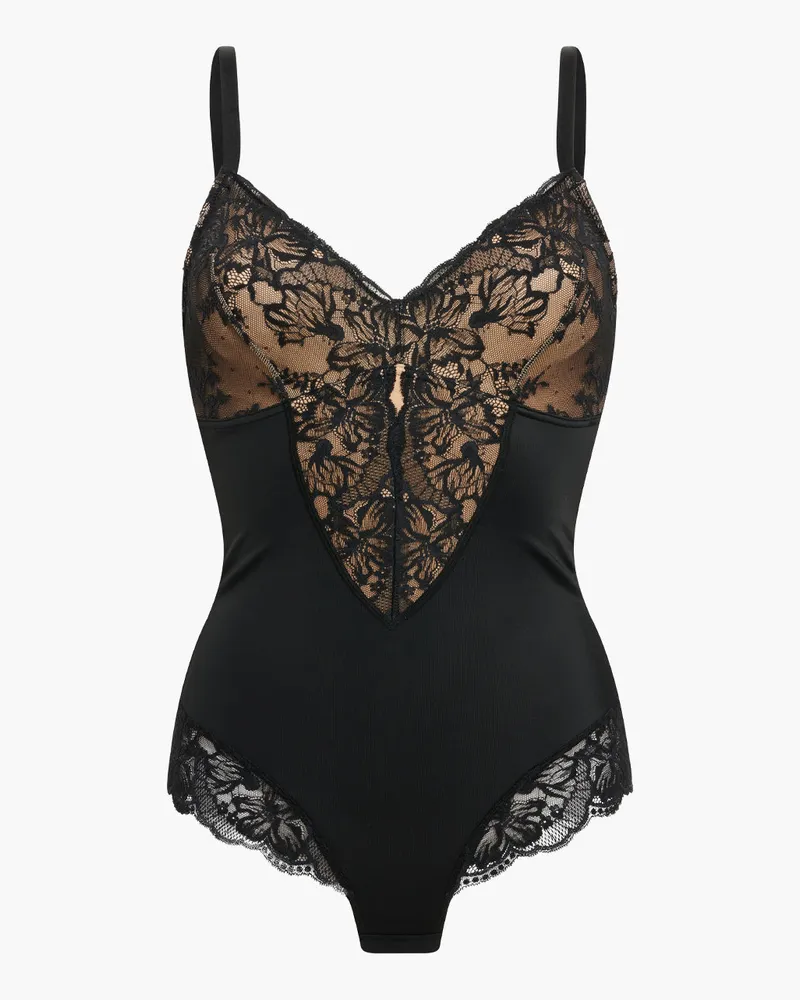 creamy fabrics Sculpting Lace Shapewear Bodysuit mit Slip - Schwarz / S 