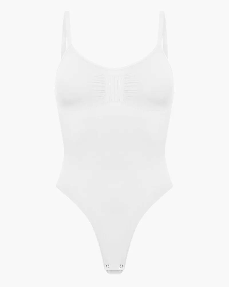 creamy fabrics Bodysuit Sculpting Shapewear mit String - Weiß / L 