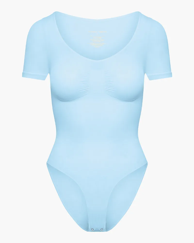 creamy fabrics T-Shirt Bodysuit Sculpting Shapewear mit Slip - Baby Blue / 2XL 