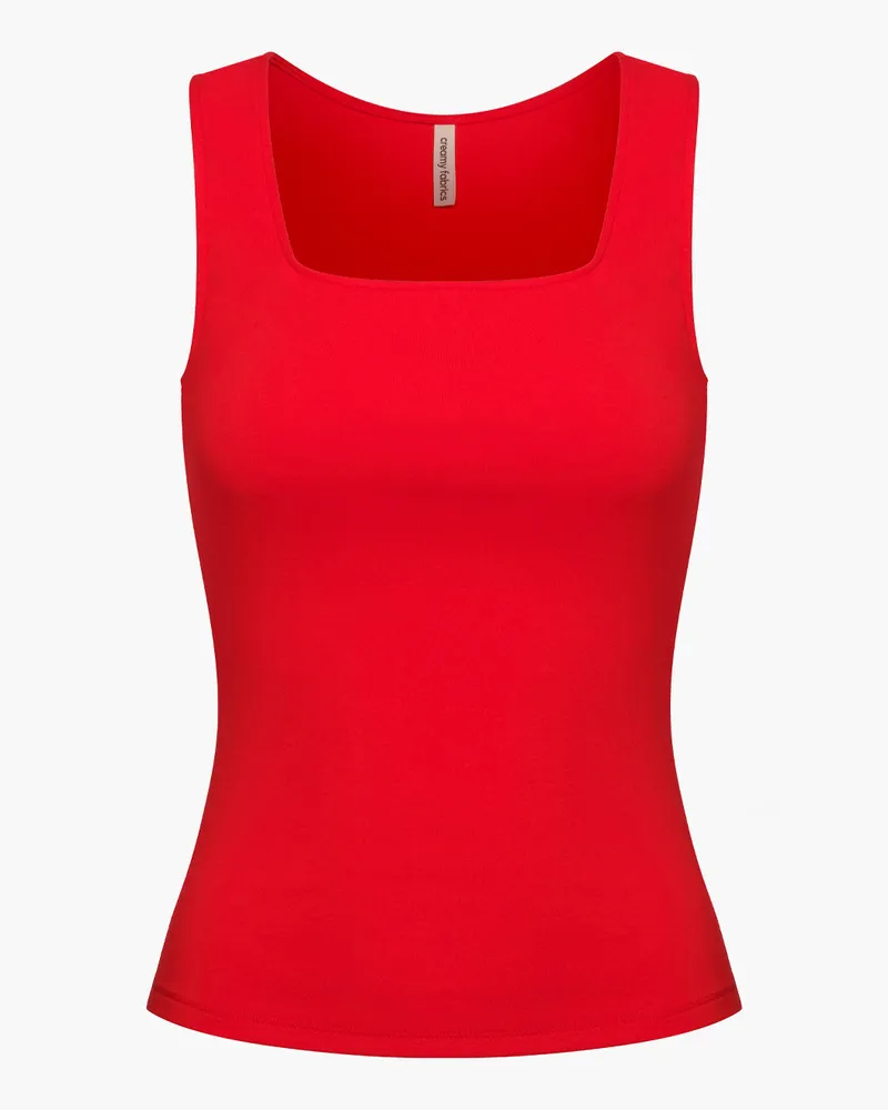 creamy fabrics Cotton Tanktop mit eckigem Ausschnitt - Fire Red / S 